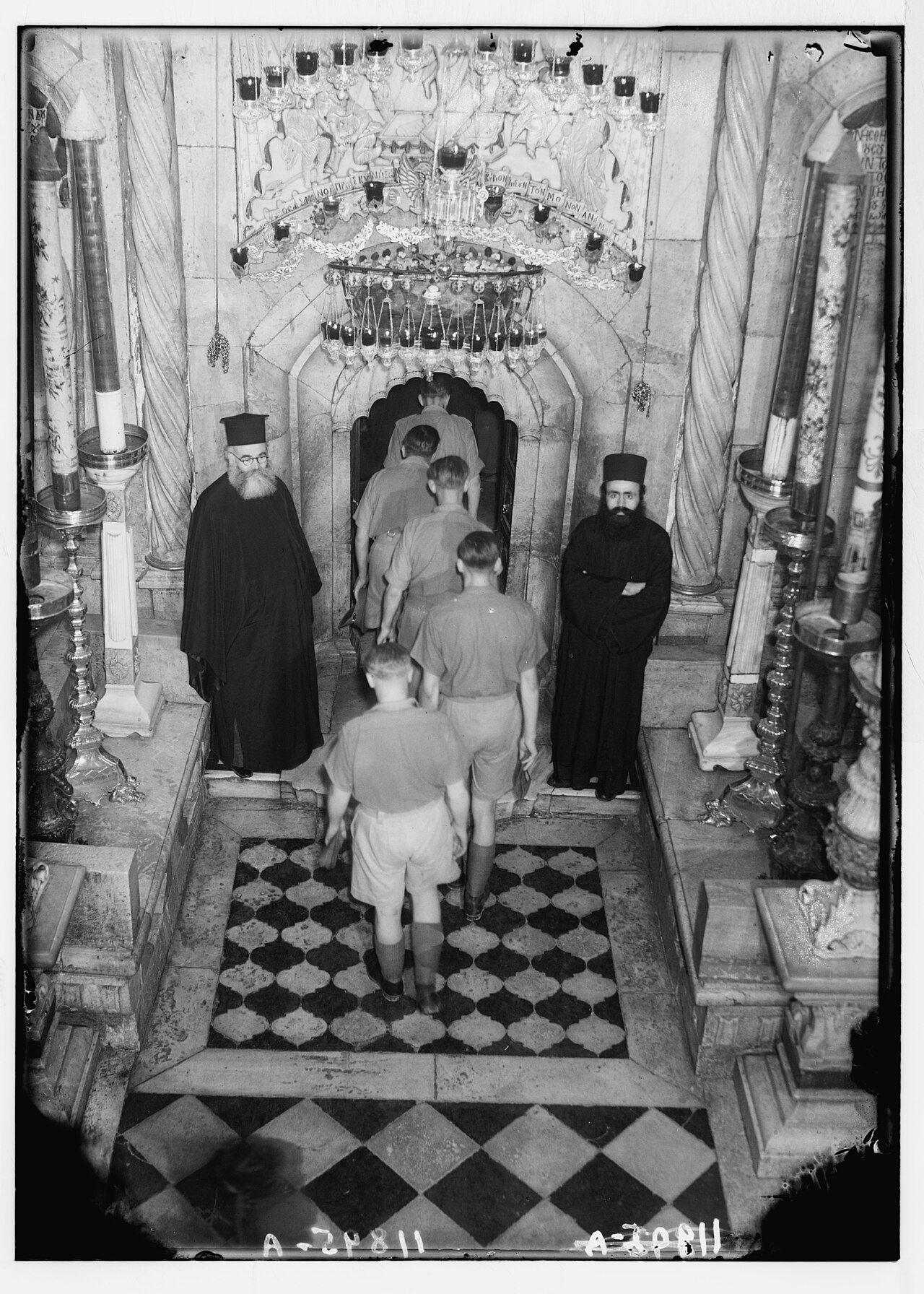 The edicule over the traditional tomb inside the Church of the Holy Sepulchre
