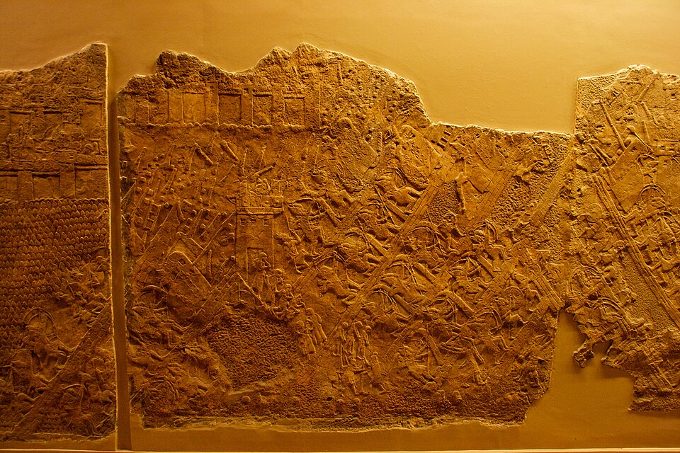 Detail of the Lachish Reliefs showing Assyrian soldiers storming the city ramp
