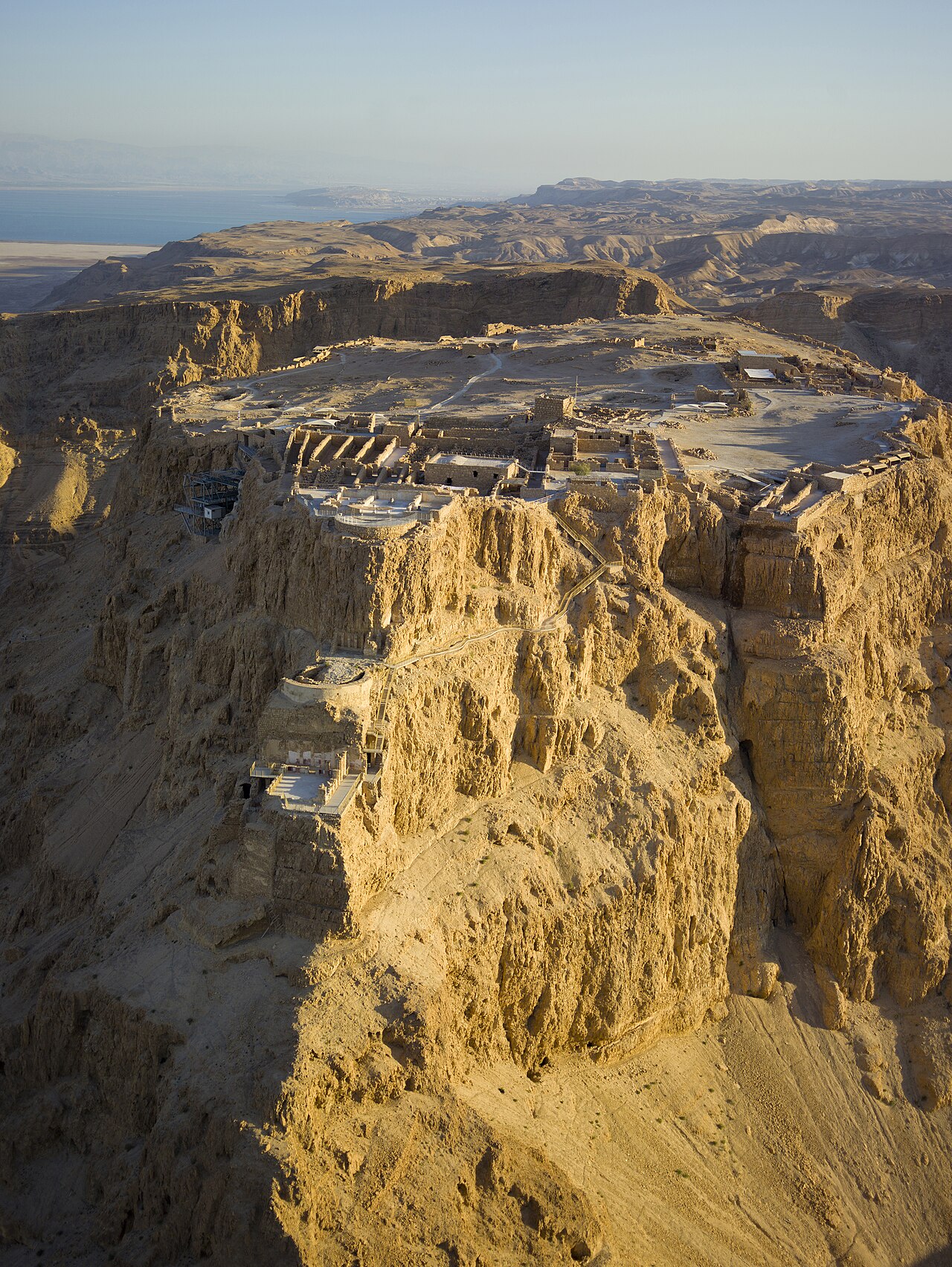 The cliff-top fortress of Masada above the Dead Sea, with Herod's northern palace