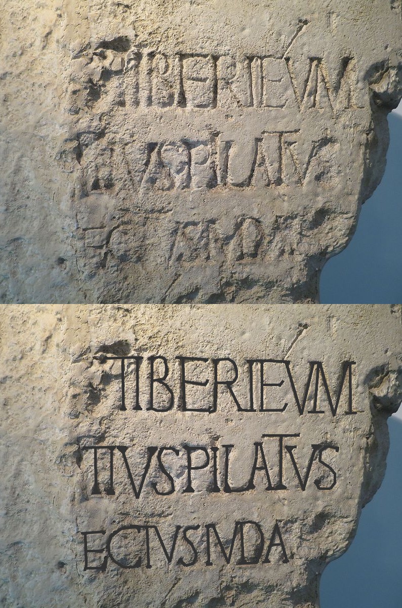 The Pilate Stone, a limestone block with a partially preserved Latin inscription