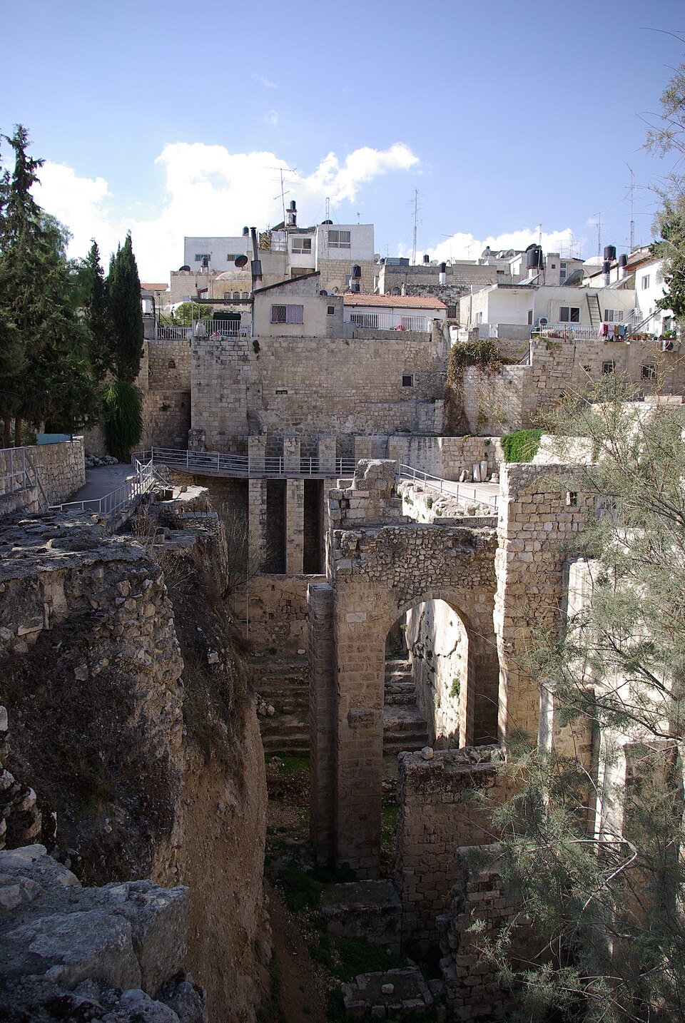 Excavated remains of the deep Bethesda pools beside St Anne's Church