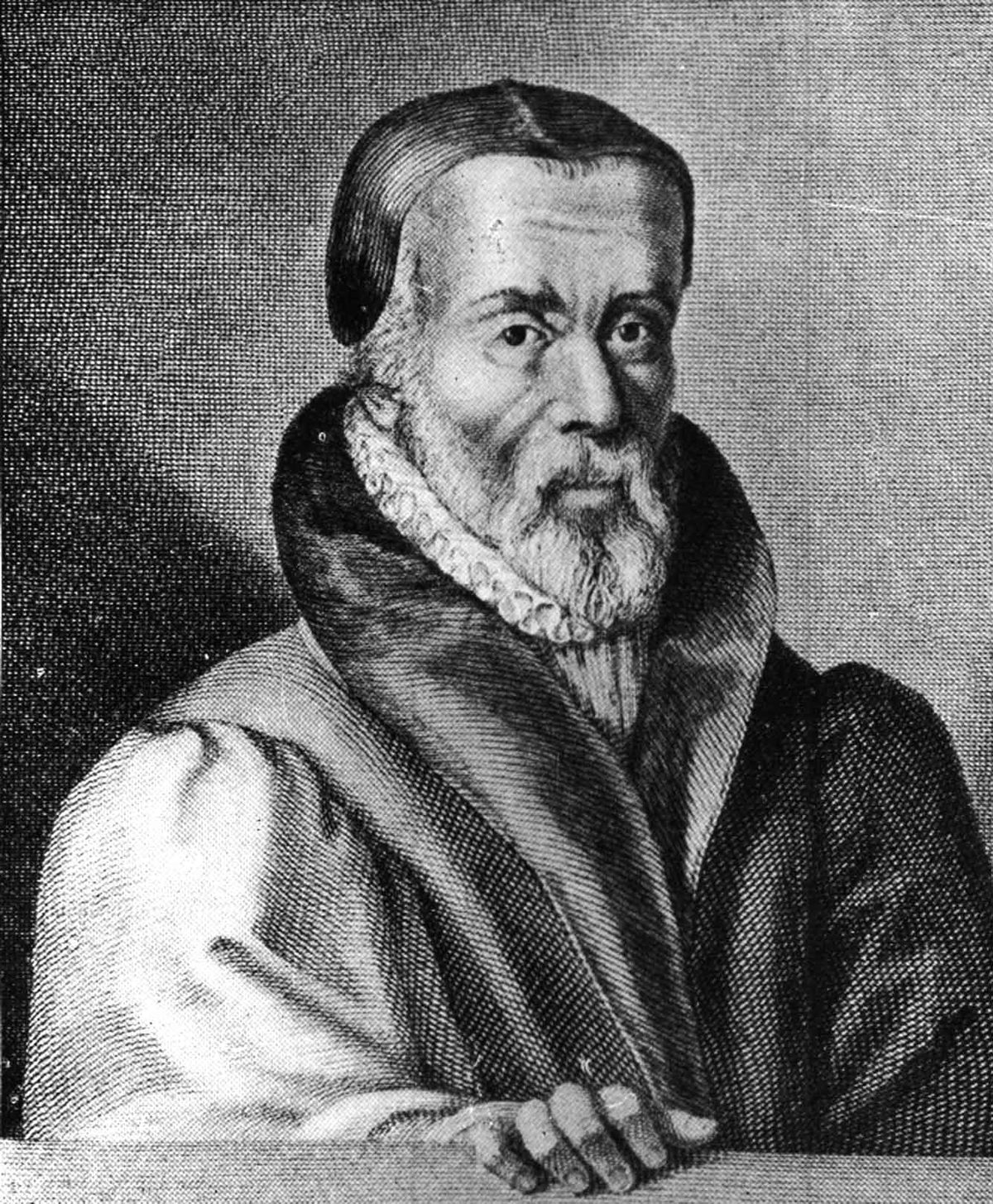 Portrait of William Tyndale (1494–1536), English reformer and Bible translator, from Foxe's Book of Martyrs.